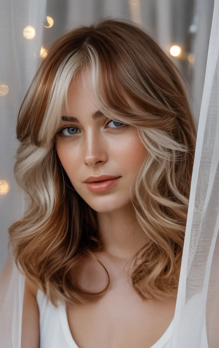 August hair color Peachy Cinnamon Bob with Front Contrast