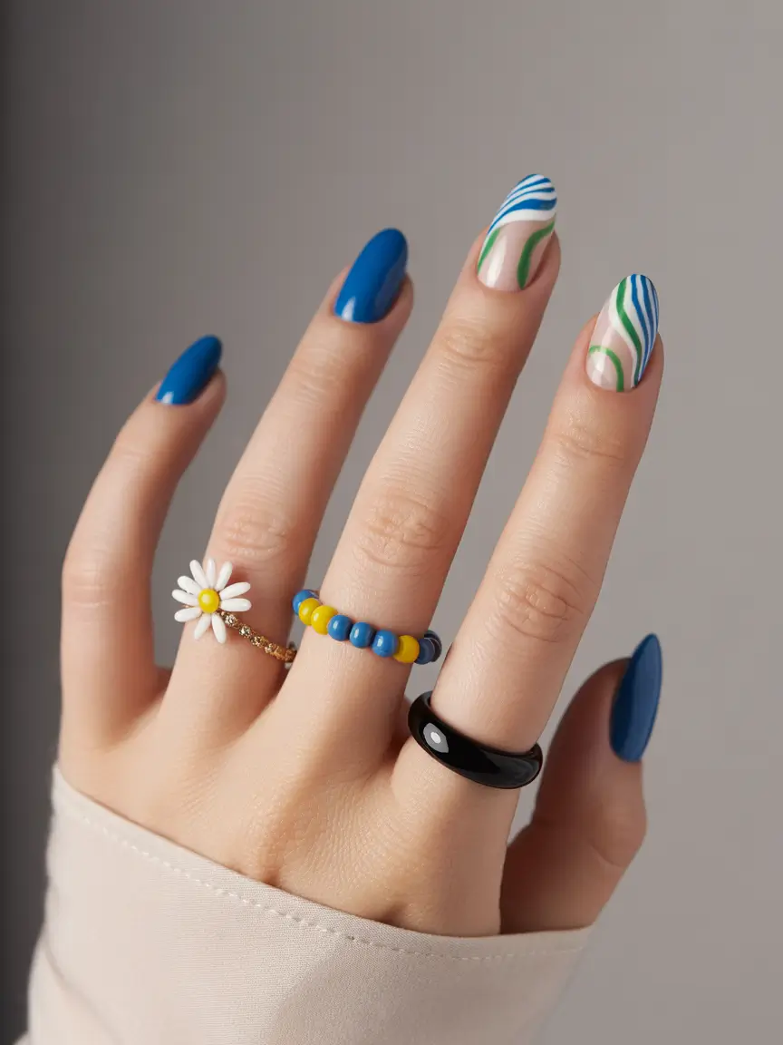 August nails color Ocean Lines & Coastal Curves