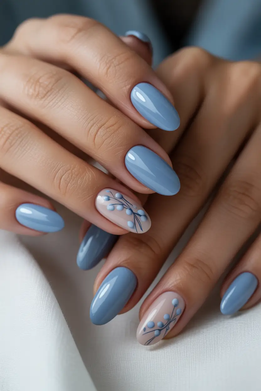 August nails color Blueberry Branches & Baby Sky