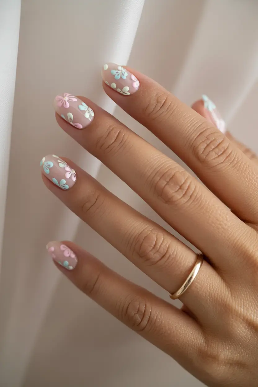 August nails color Pastel Flutter Florals