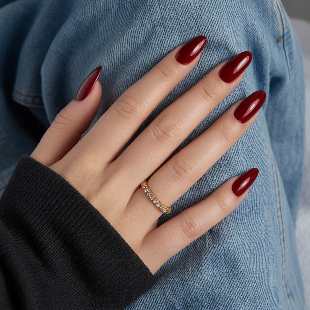 Cherry-Noir-for-Late-Summer-Drama+August-Nails-Color-Ideas-2025