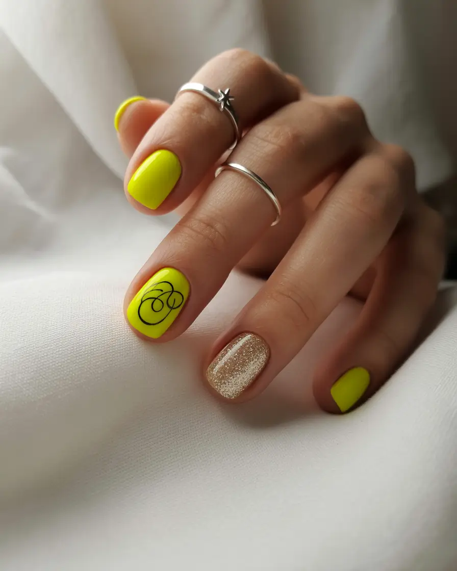 August nails color Neon, Glitter, and Line Art — Yes, All At Once