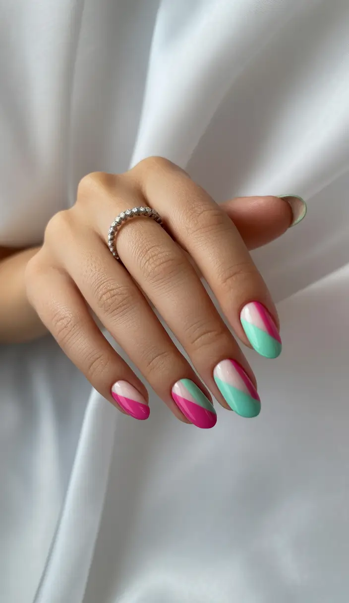 August nails color Retro Bubblegum Diagonals