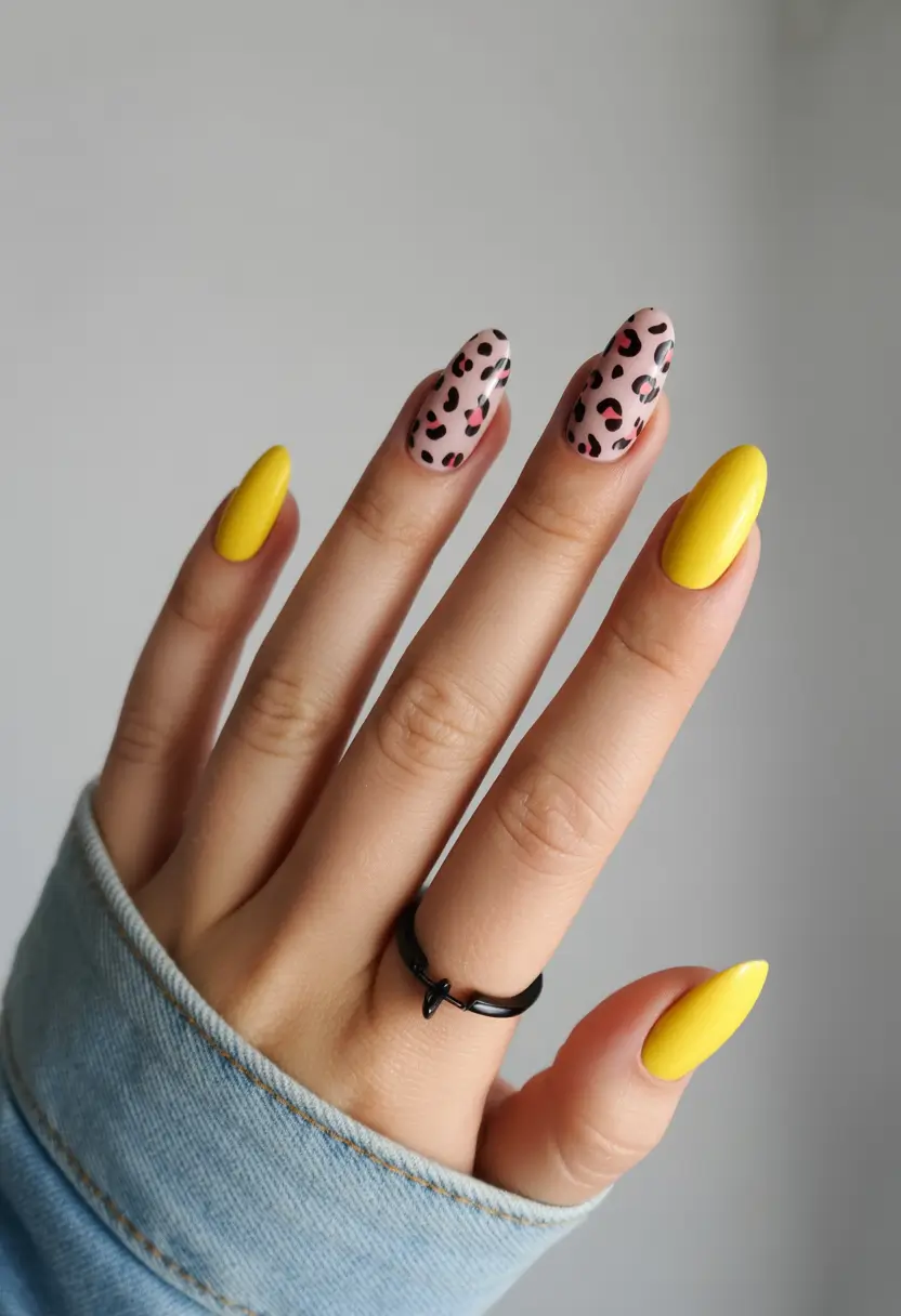 August Nails Design – Sunny Yellow & Leopard Chic