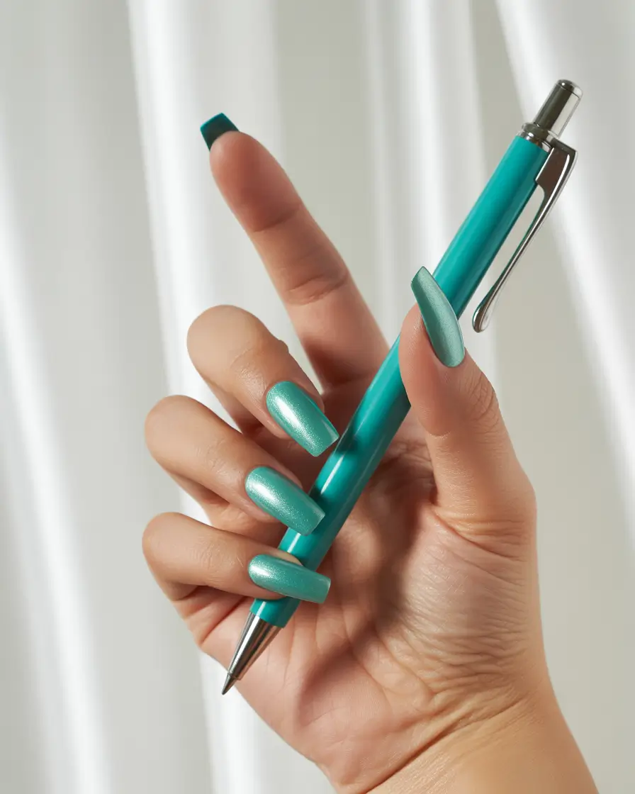 August Nails Design – Mint Metallic Daydream