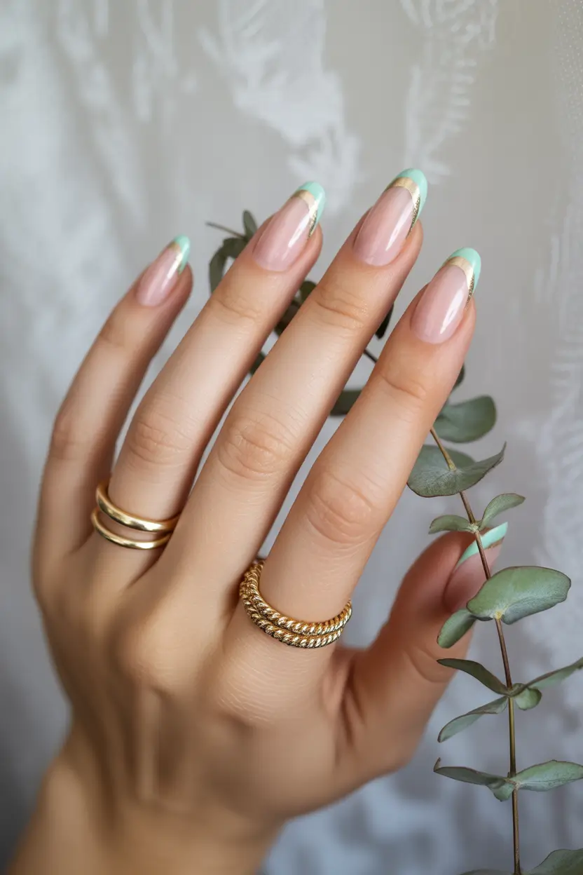 August Nails Design – Minty French Glow-Up
