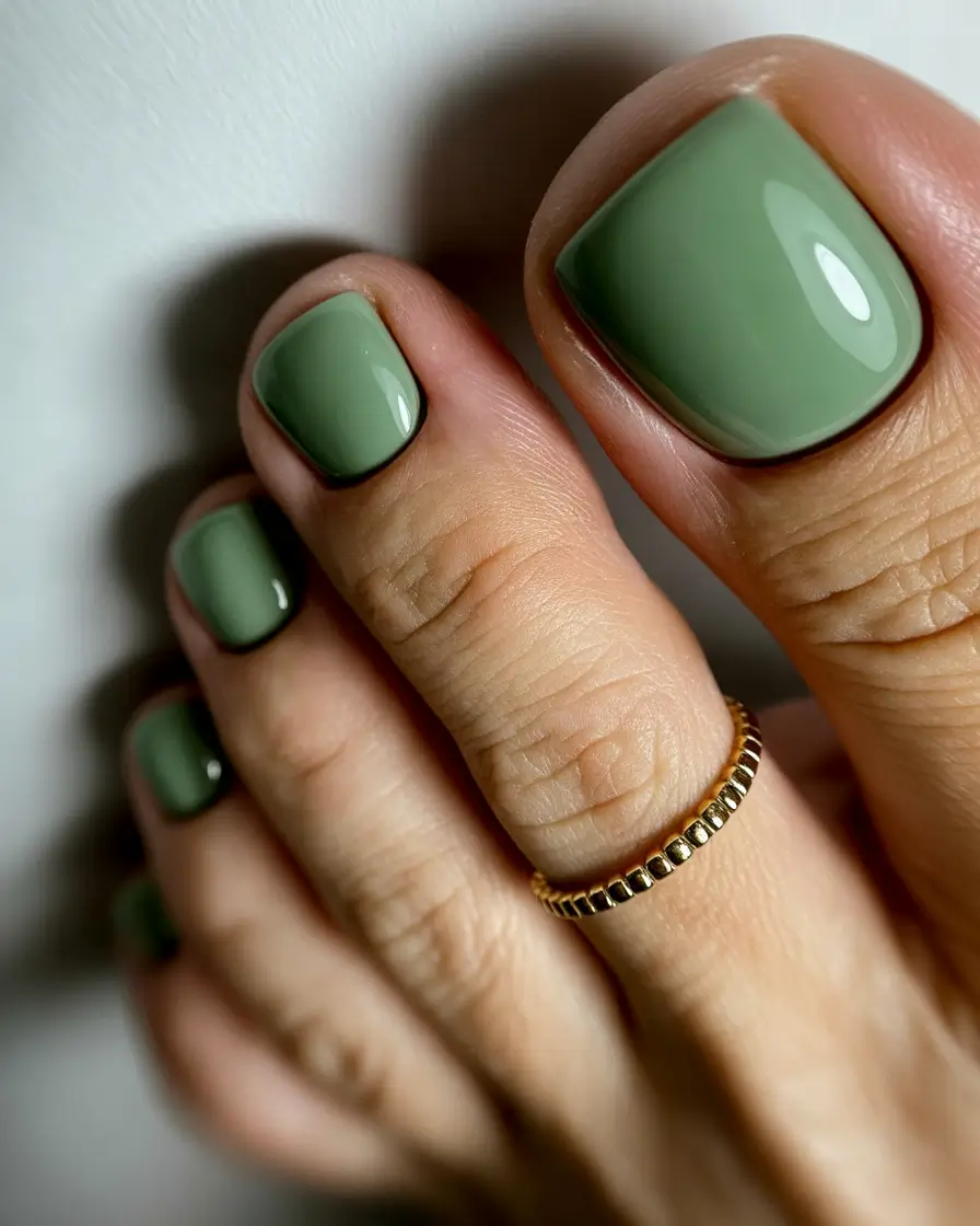 Sage Green Minimalism+August Toe Nails Ideas 2025