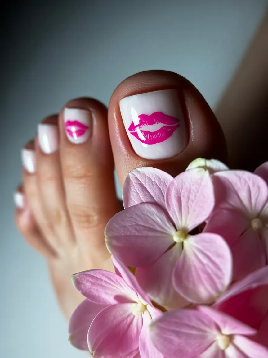 Glossy Kiss White Pop+August Toe Nails Ideas 2025