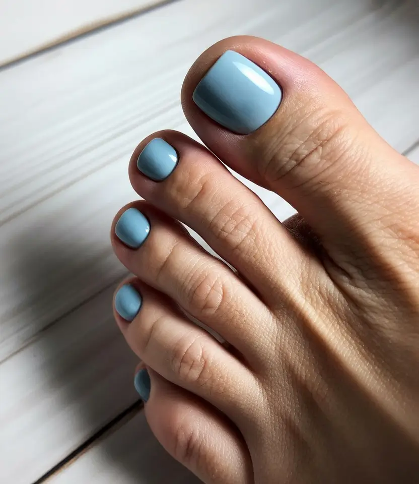 Muted Blue Chic+August Toe Nails Ideas 2025