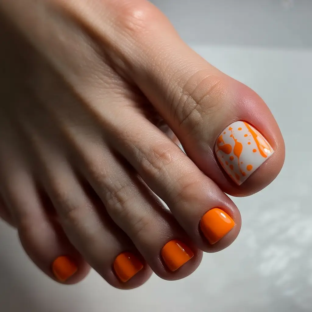 August toe nails+Sunset Splat With Tangerine Pop