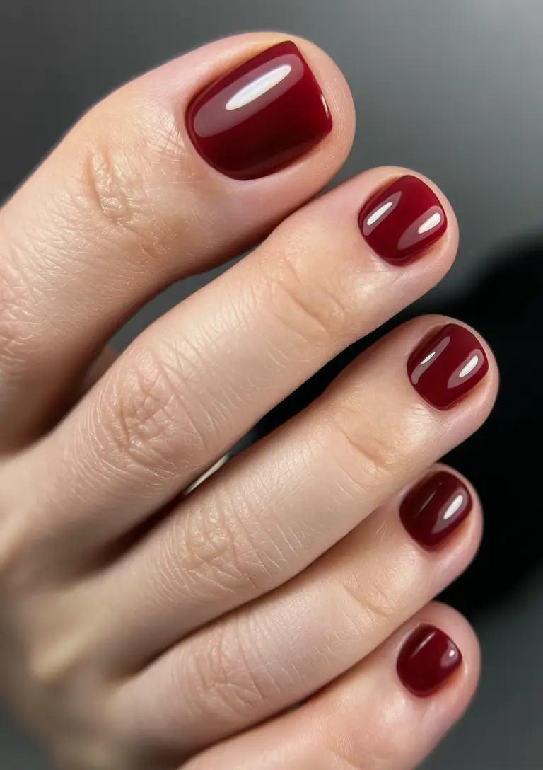 Deep Cherry Red Luxe+August Toe Nails Ideas 2025