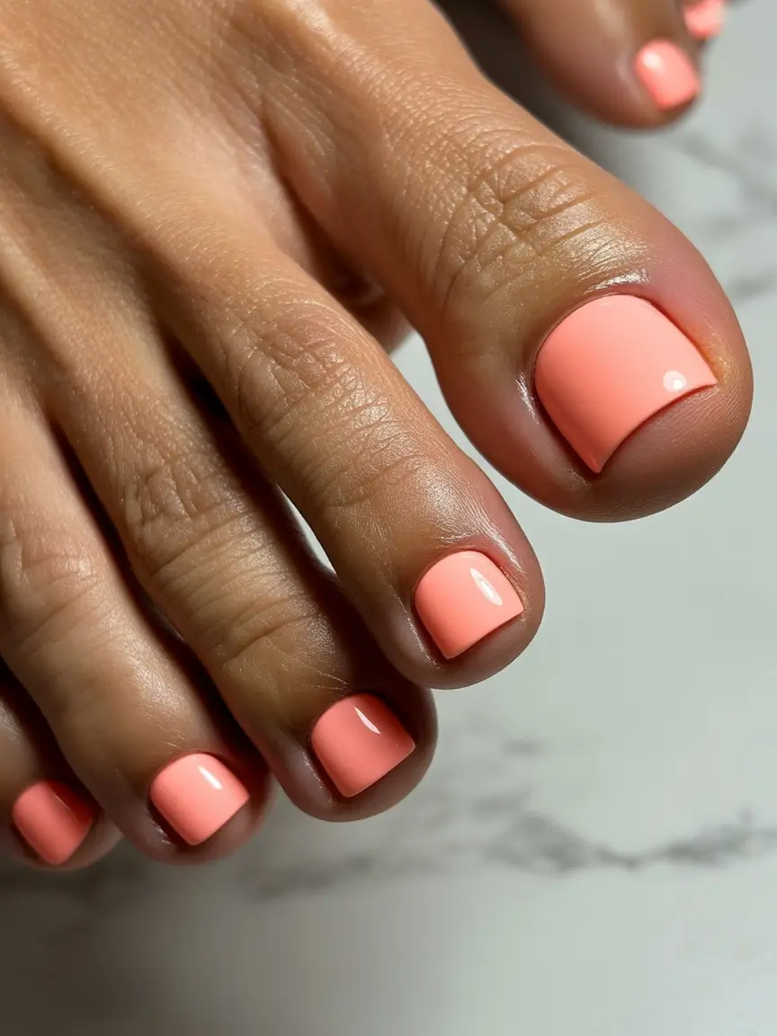 Juicy Summer Coral+August Toe Nails Ideas 2025