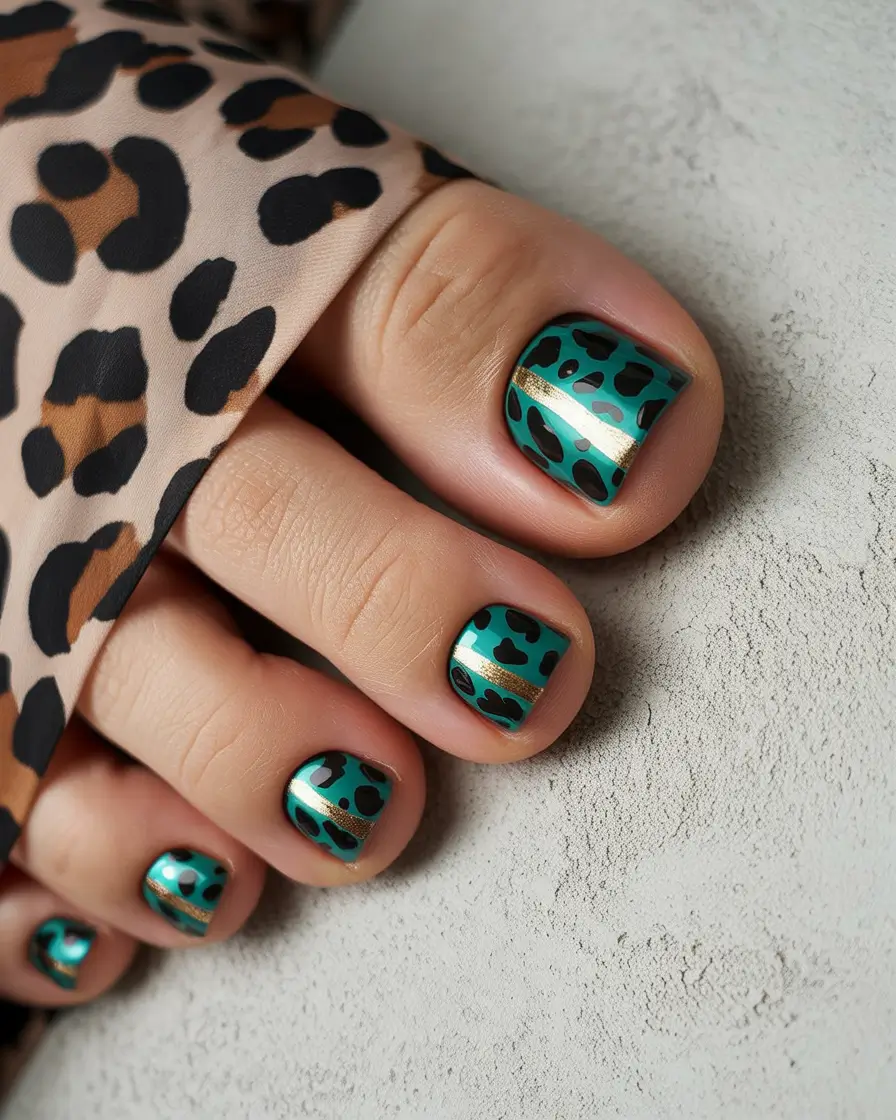 Teal Leopard with a Twist+August Toe Nails Ideas 2025