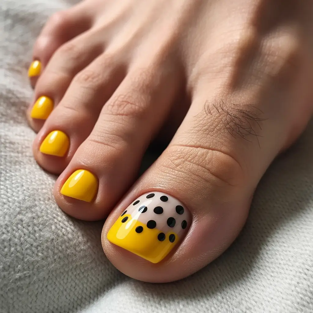 Sunny Dots & Yellow Pop+August Toe Nails Ideas 2025