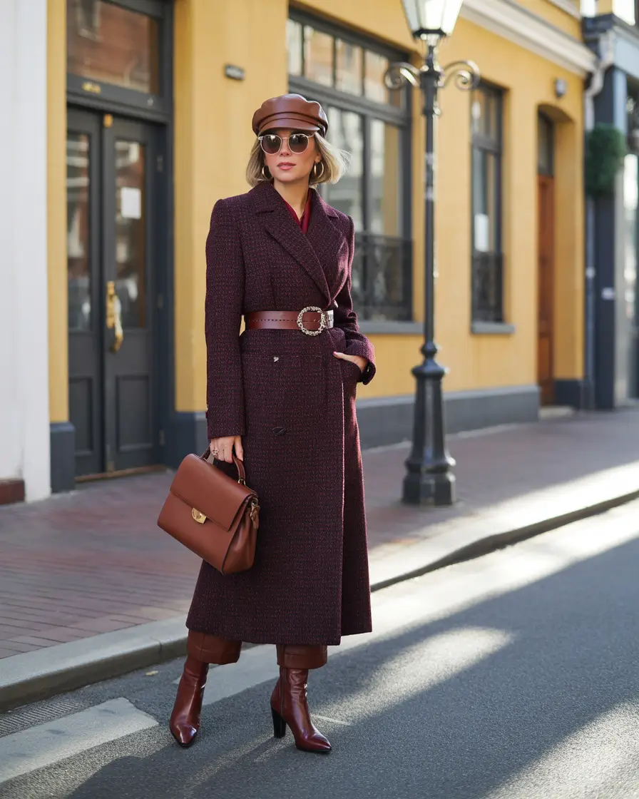 autumn outfits 2025 Burgundy Drama with Vintage Parisian Flair