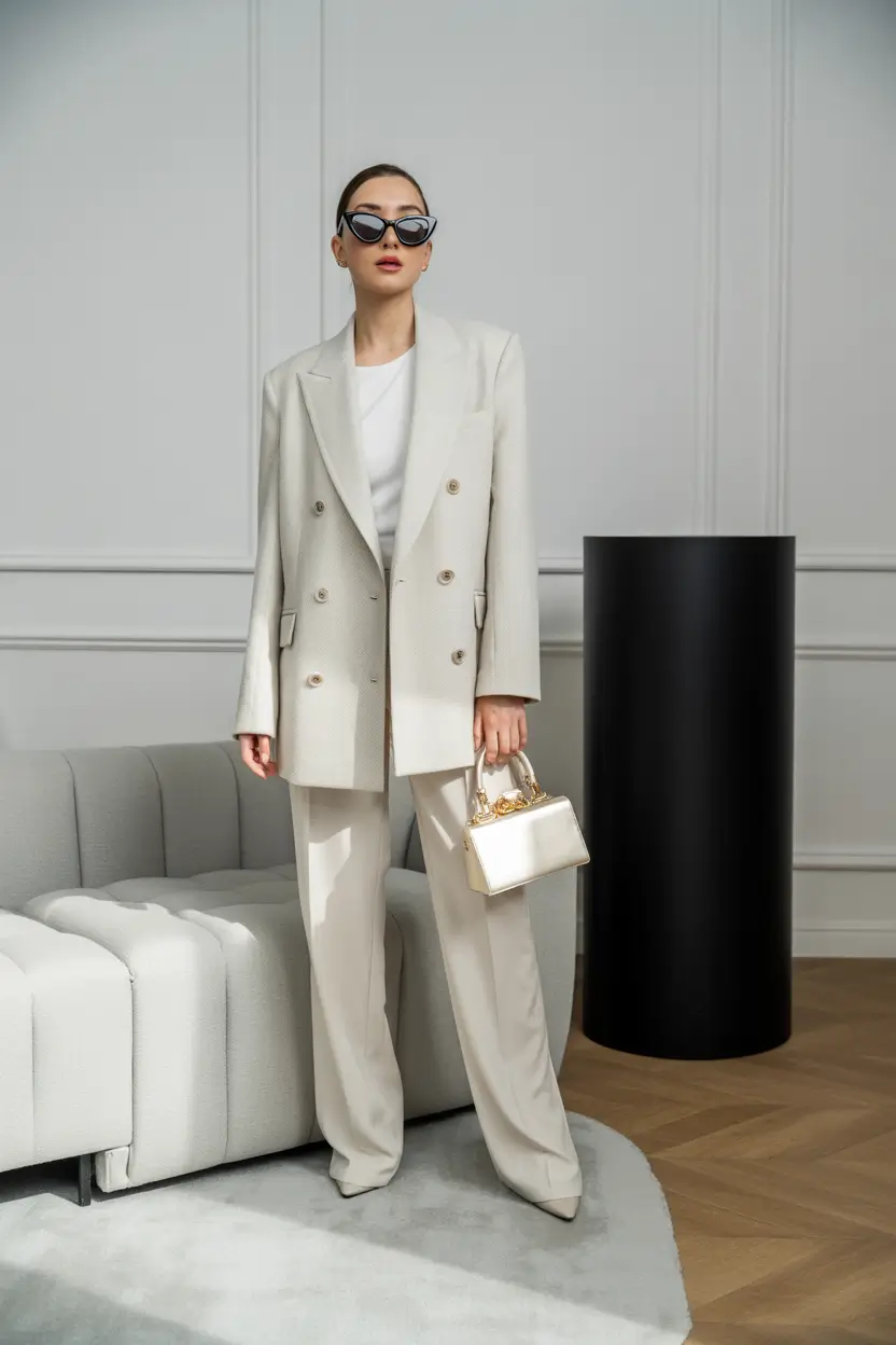 autumn outfits 2025 Ivory Suit for the Modern Muse