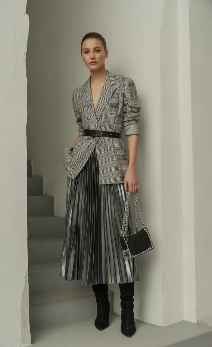 autumn outfits ideas 2025 Glam Goth Goes Soft Metallic