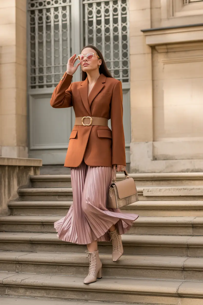 autumn outfits ideas 2025 Sunset Neutrals With Soft Drama