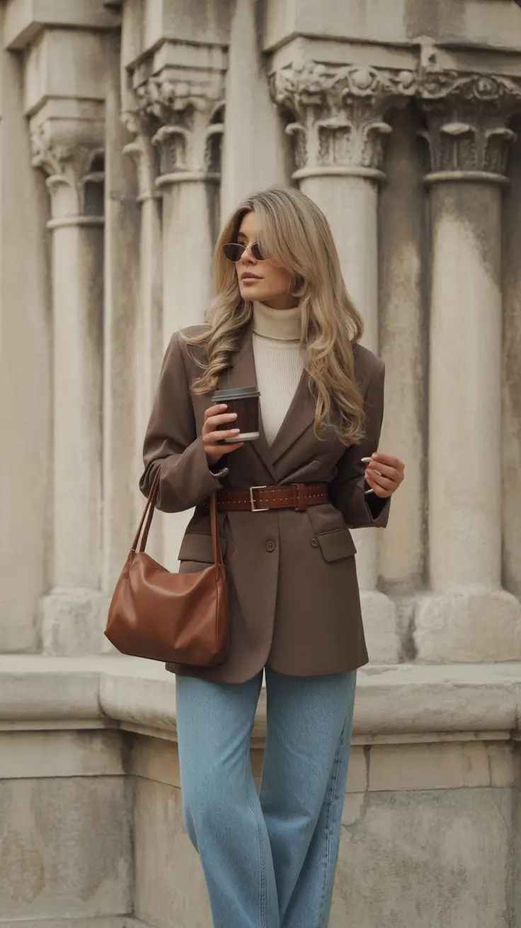 autumn outfits ideas 2025 Coffee Date Cool Meets Classic Fall Layers
