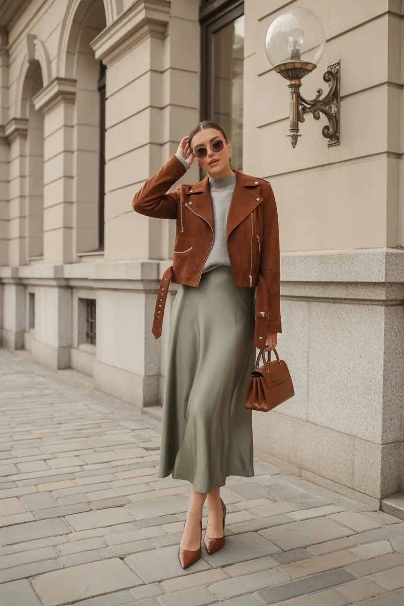 autumn outfits 2025 Suede & Silk City Romance