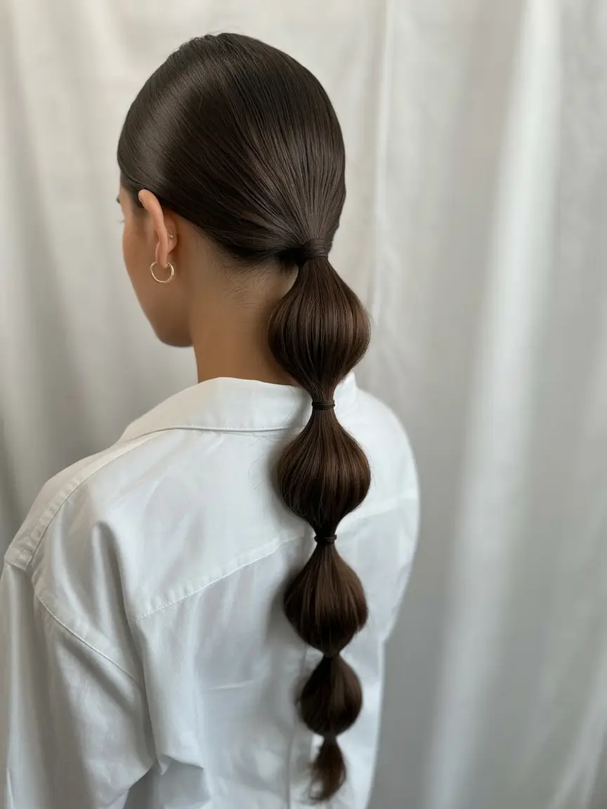 back to school hairstyles - fresh ideas 2025 Slick Bubble Braid Ponytail