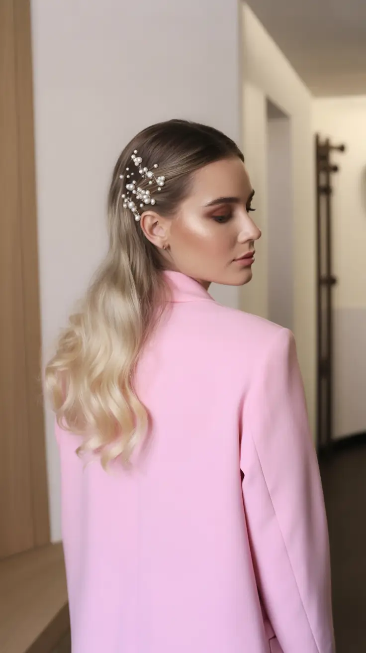 back to school hairstyles - fresh ideas 2025+Waves with Pearled Barrette