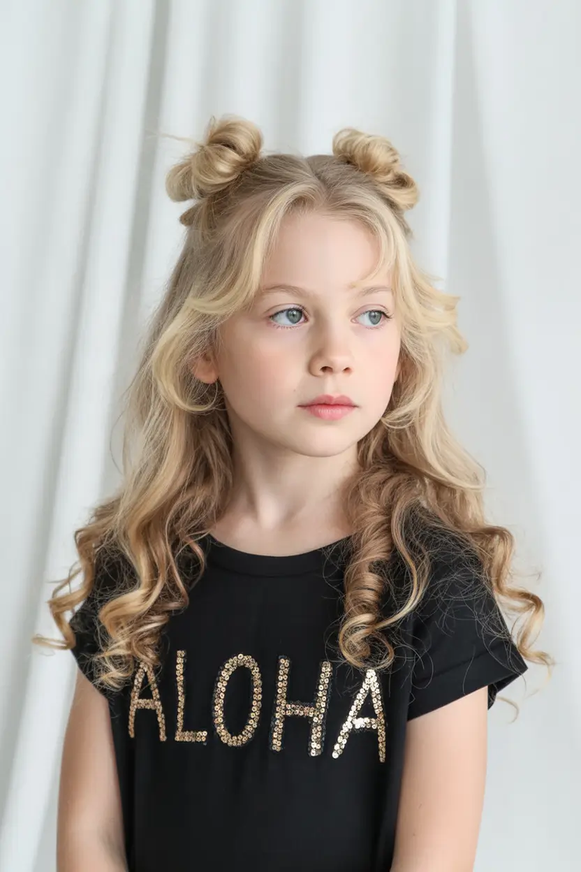 back to school hairstyles - fresh ideas 2025 Mini Space Buns with Loose Curls