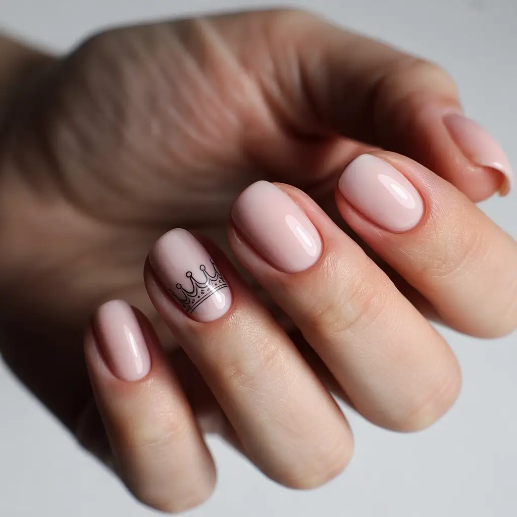 back to school nails simple ideas 2025 Minimalist Crown Accent