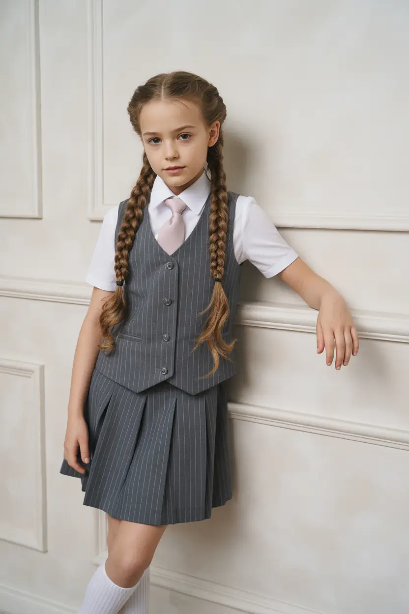 back to school outfits - cute ideas 2025+Pinstripes & Pigtails: Tiny Boss Moves
