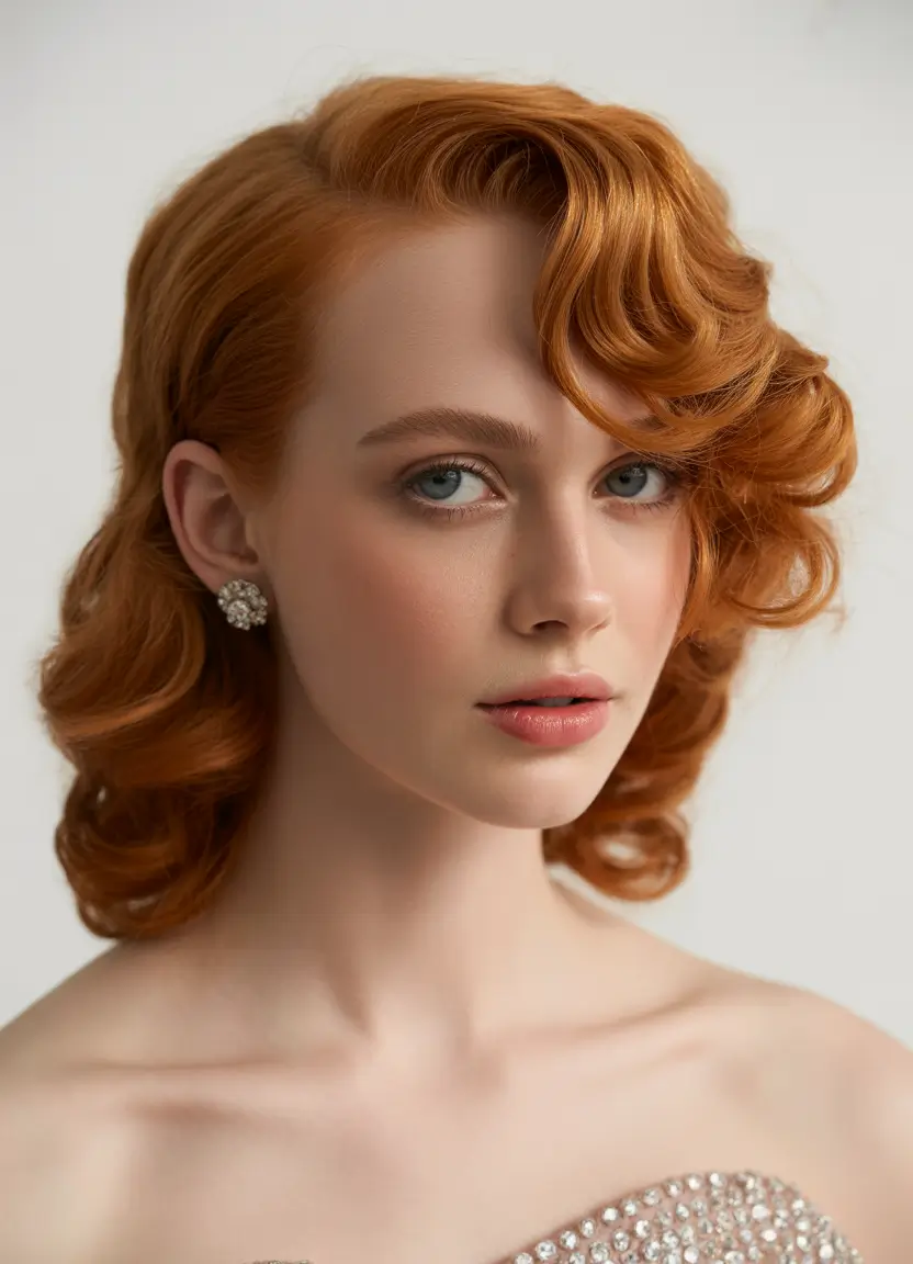 Fall hair color Classic Ginger Pin Curls with Sculpted Shine