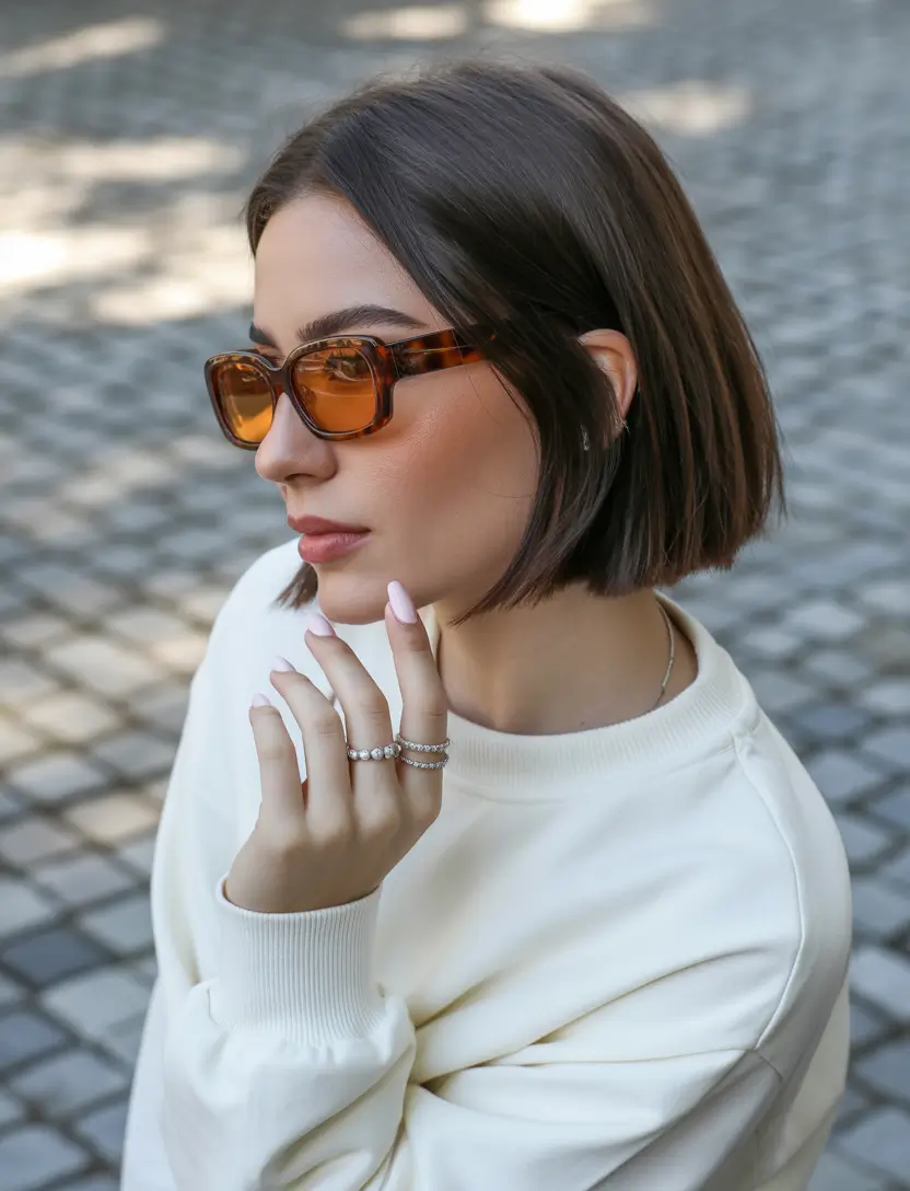 Trends for brunettes dark brown straight Deep Brunette Blunt Bob with Glassy Ends
