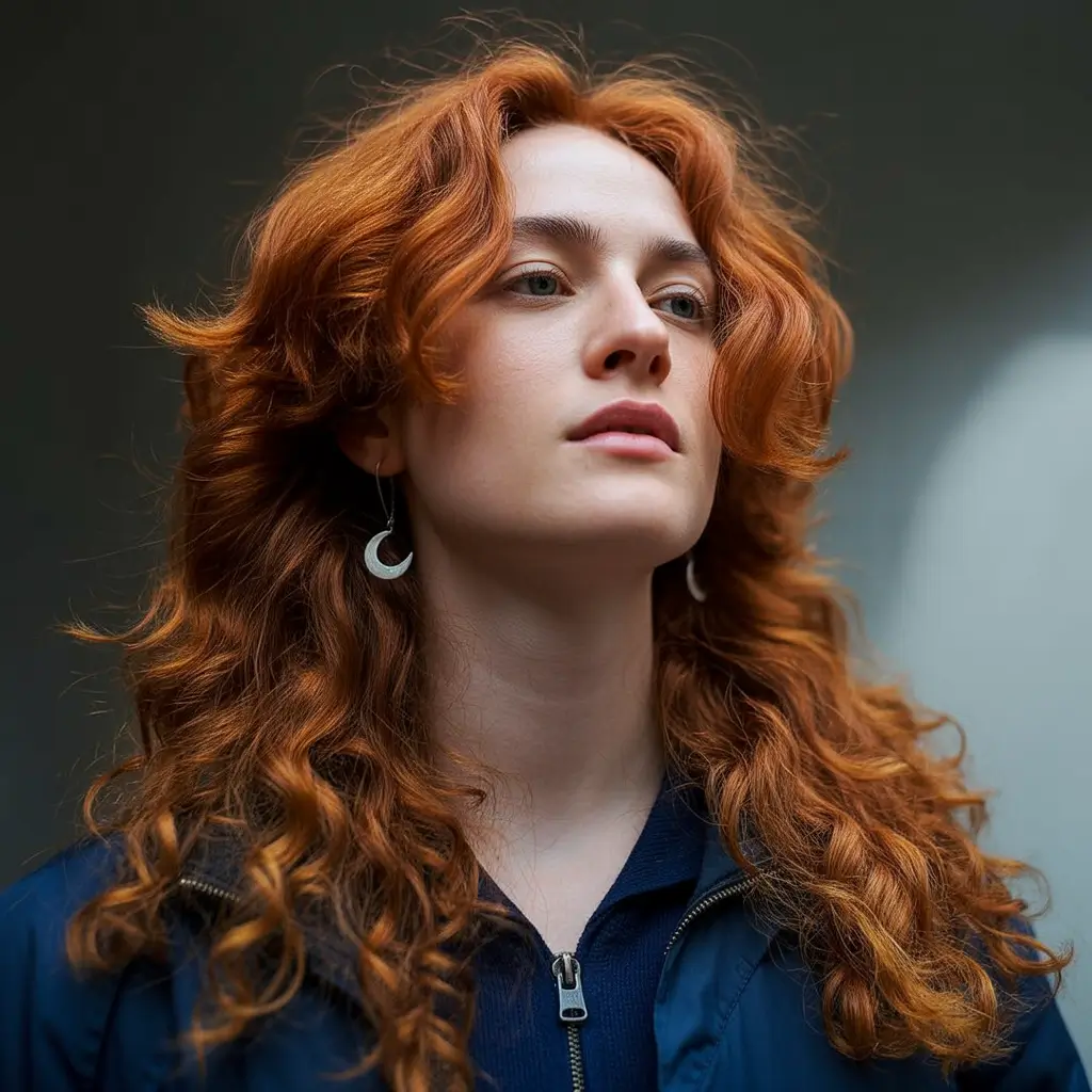 Fall hair color Bold Auburn Curls with Natural Layers