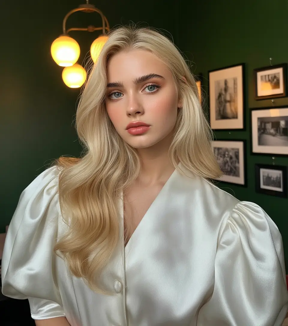 Fall hair color for blondes Vanilla Blonde Wave with Champagne Finish