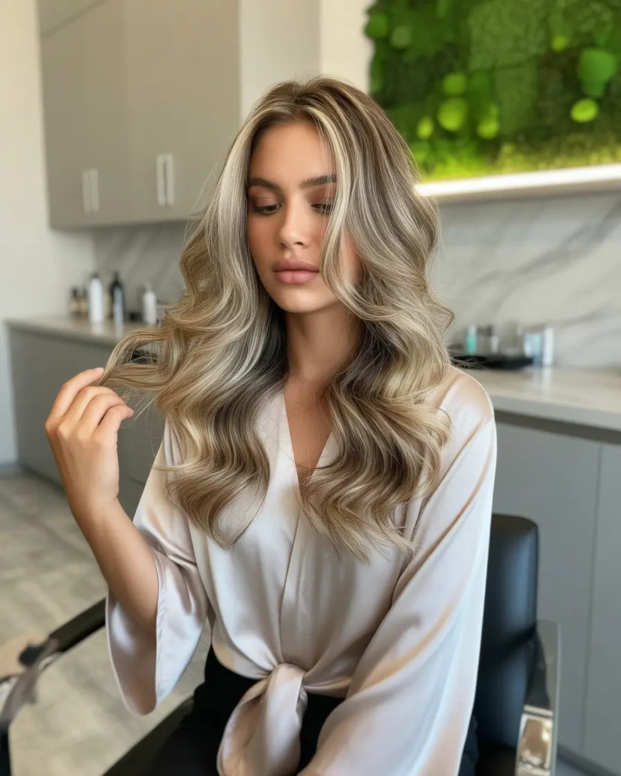 Fall hair color for blondes Vanilla Smoke Balayage with Ribboned Volume