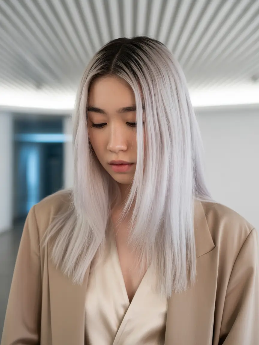Fall hair color for blondes Cool-Girl Straight with Platinum Chill