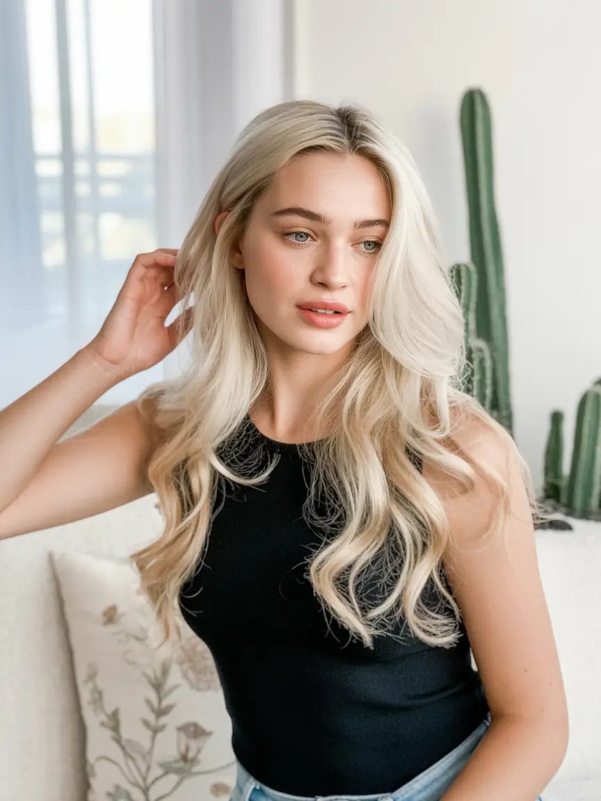 Fall hair color for blondes Classic Cream Blonde with Sunlit Curls