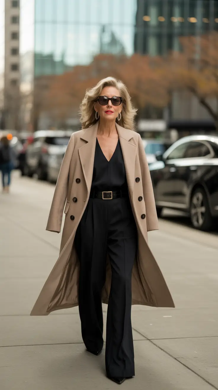 fall outfits for women over 50 Effortless Street Elegance in Monochrome