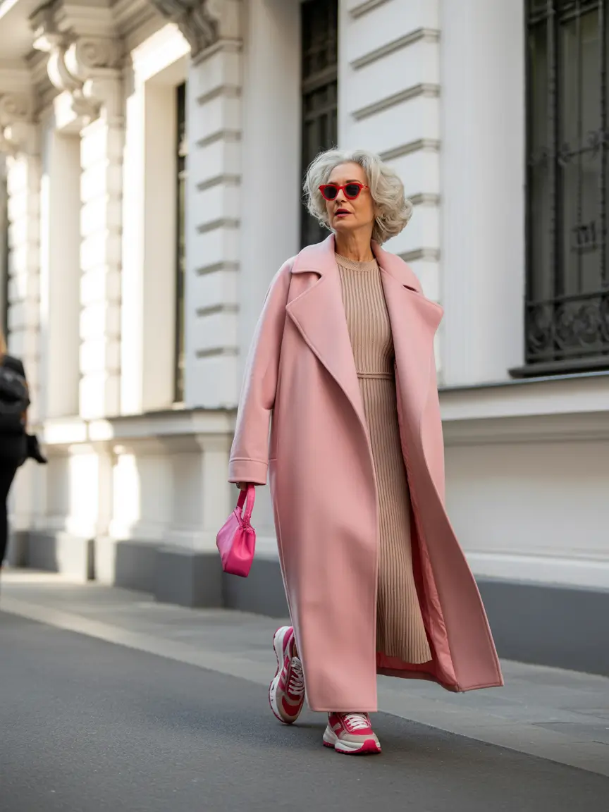 fall outfits for women over 50 Pink Meets Practical in Urban Layers