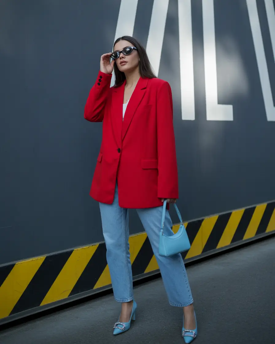 cute fall outfits for women Power Red Meets Denim Days