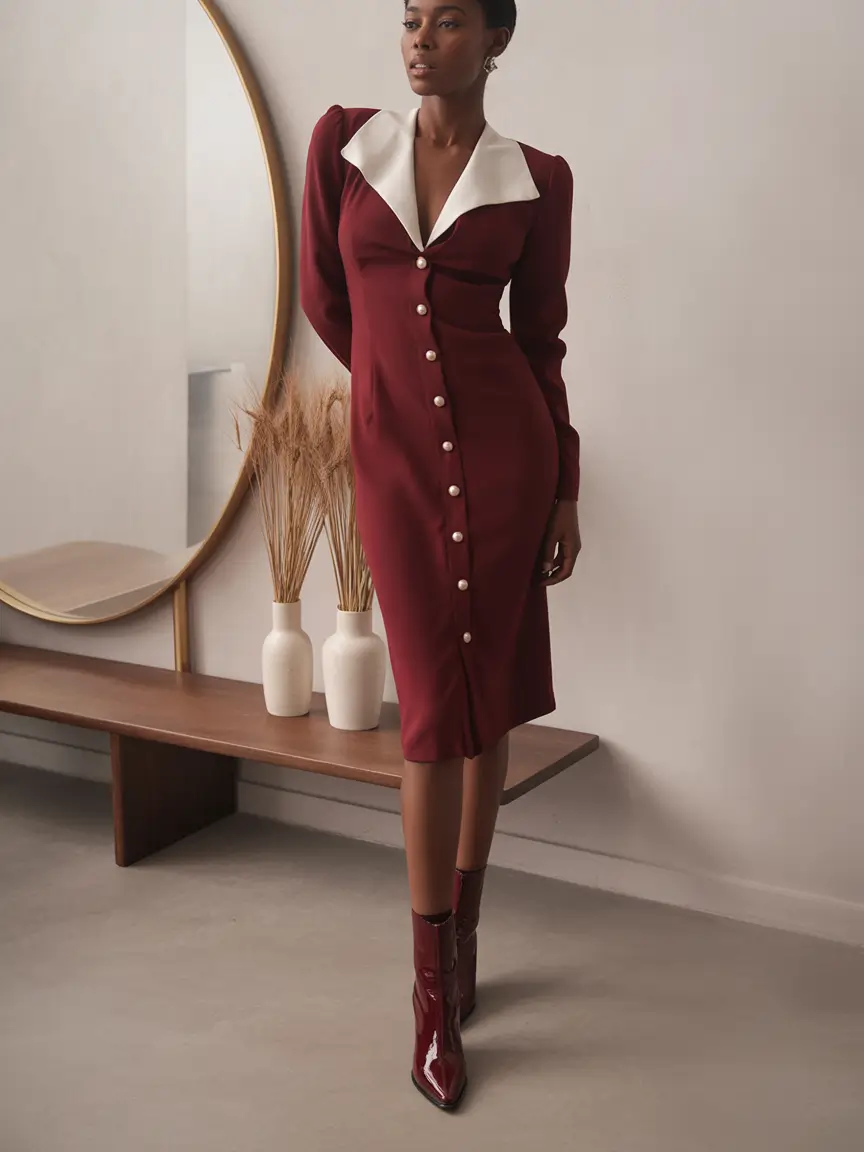 cute fall outfits for women Wine Red Elegance With Vintage Allure