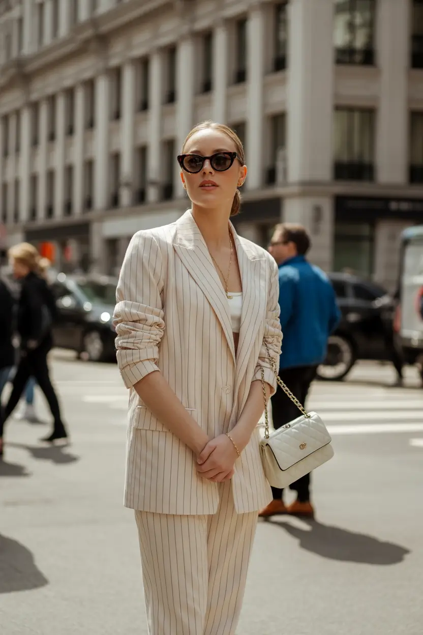 cute fall outfits for women Polished Power in Pinstripes