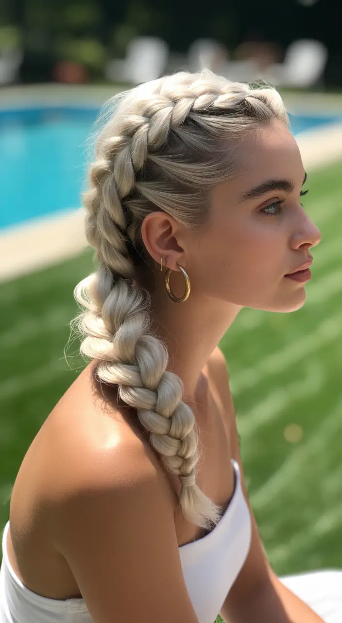 end of summer hairstyles+Poolside Dutch Braids with Sleek Ends