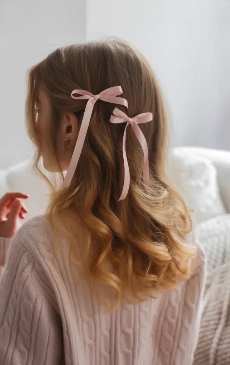 end of summer hairstyles+Ribboned Shoulder-Length Soft Waves