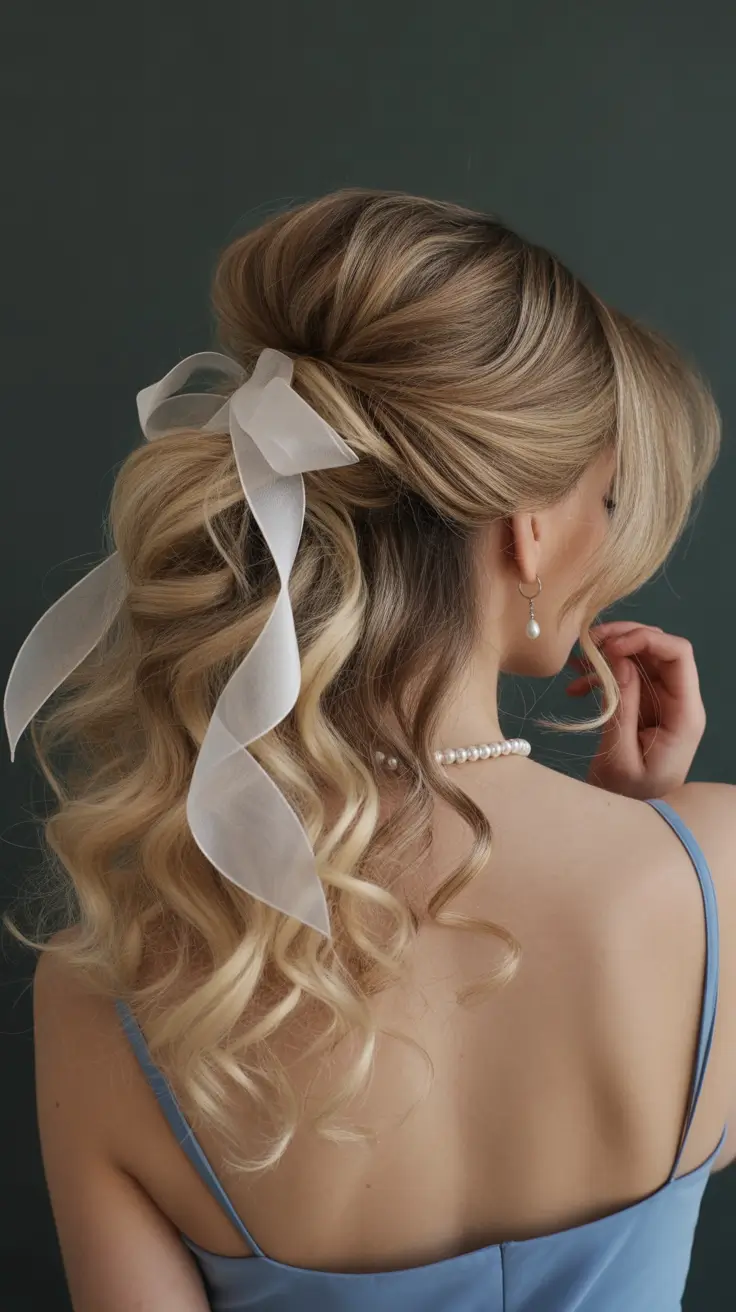 end of summer hairstyles+Voluminous Ponytail with Statement Bow