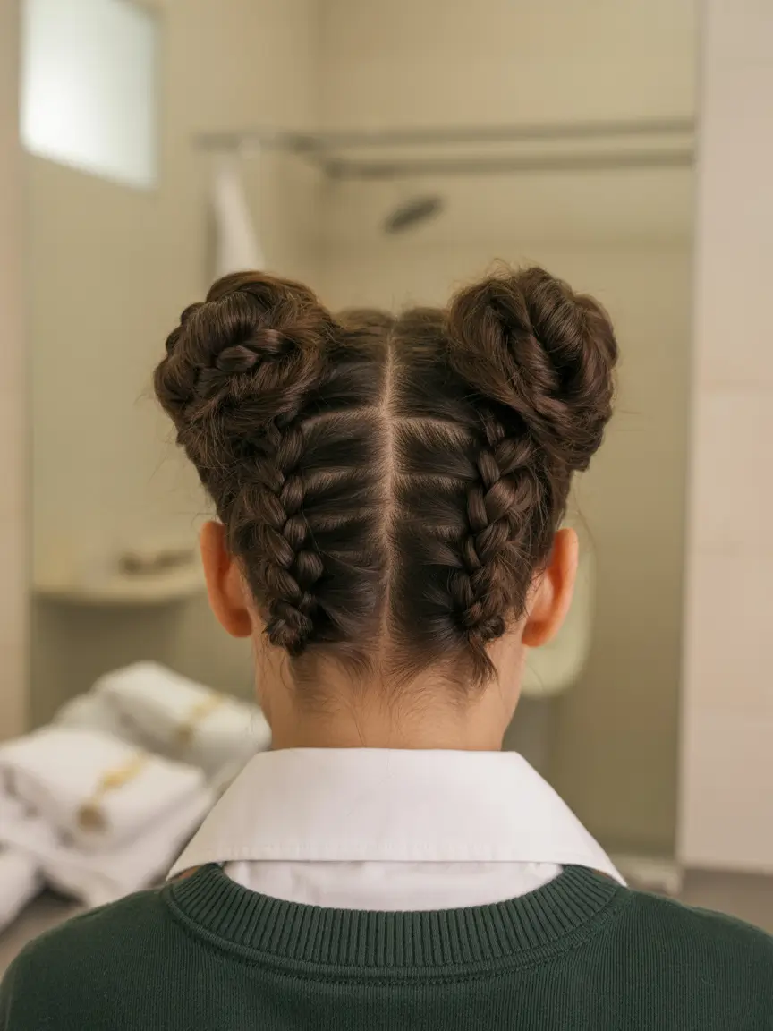 end of summer hairstyles+Boxer Braided Space Buns