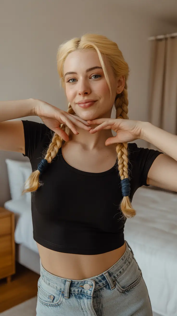 end of summer hairstyles+Everyday Boxer Braids with Center Part