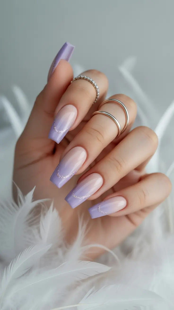 end of summer nails Pastel Fade with a Hint of Sparkle
