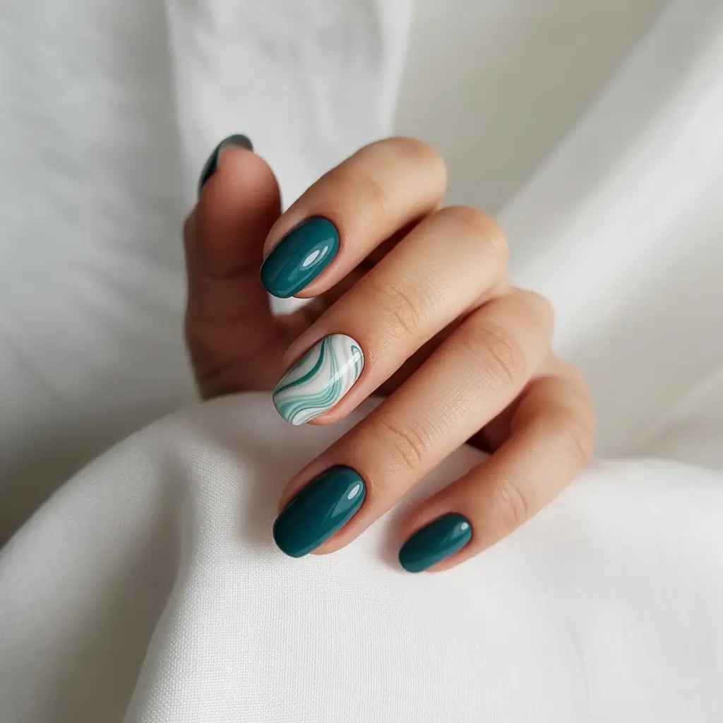 end of summer nails Emerald Swirls