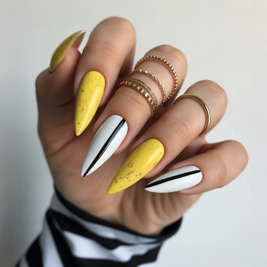 end of summer nails Graphic Sunshine and Speckled Lines