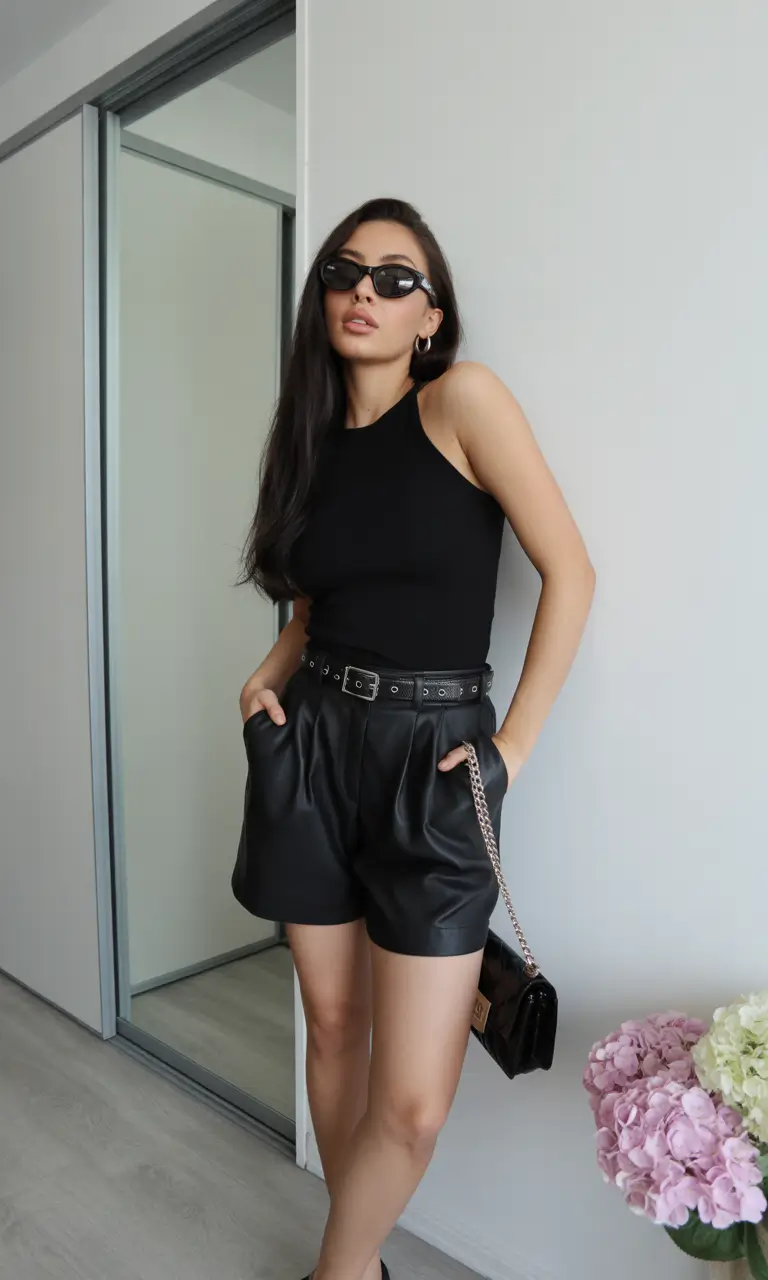 end of summer outfits All-Black Minimalism with Texture